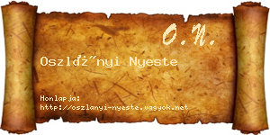 Oszlányi Nyeste névjegykártya